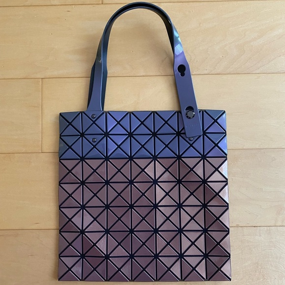 Bao Bao Issey Miyake Platinum Mermaid Tote Purple and Beige 10.75” x 10.75” - Picture 5 of 13